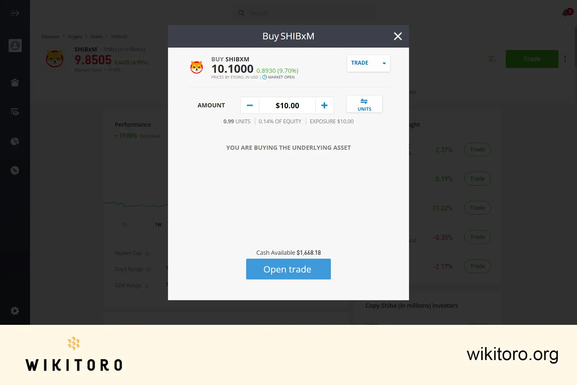 Buying Shiba Inu on eToro