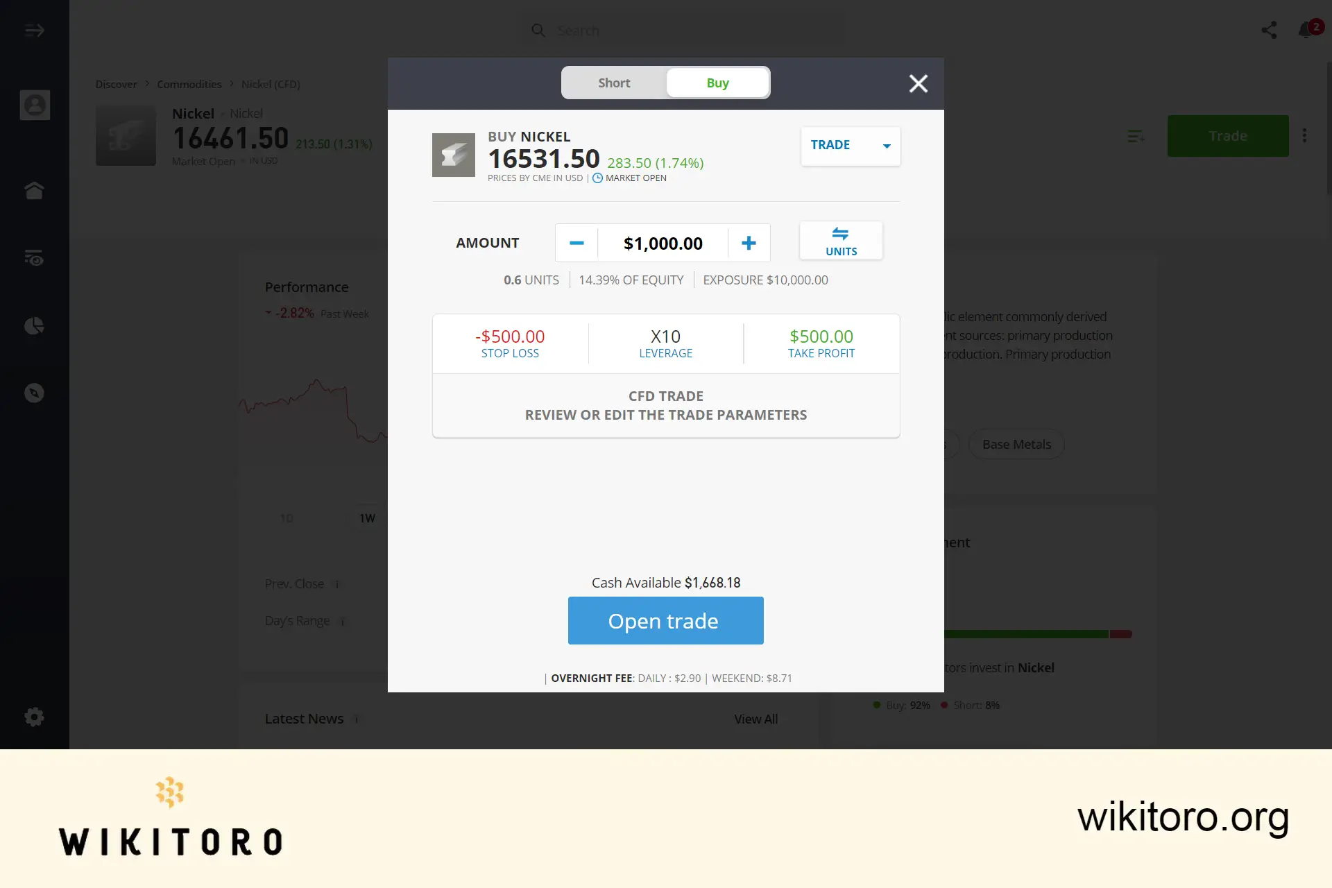 Buying Nickel on eToro