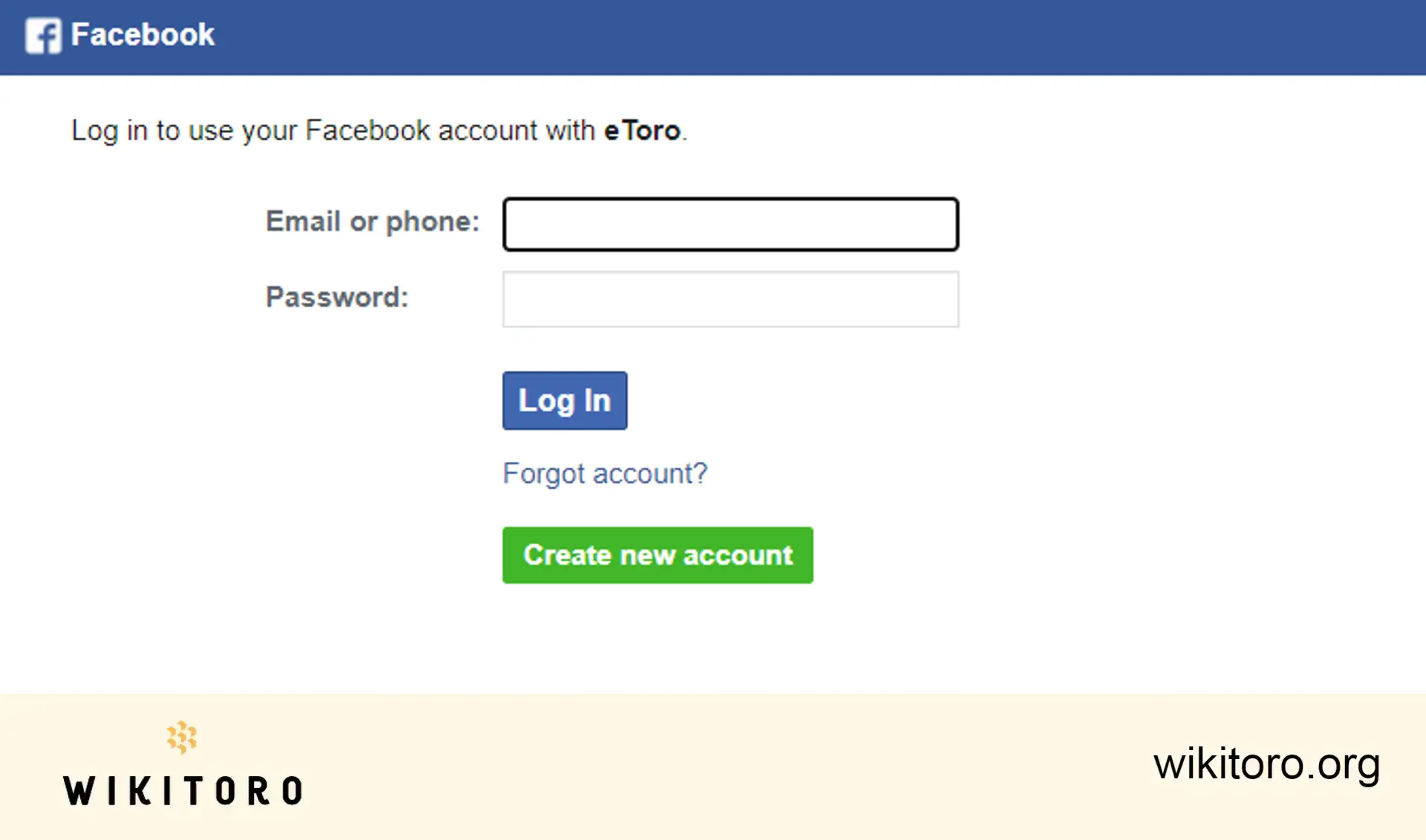 eToro Facebook login
