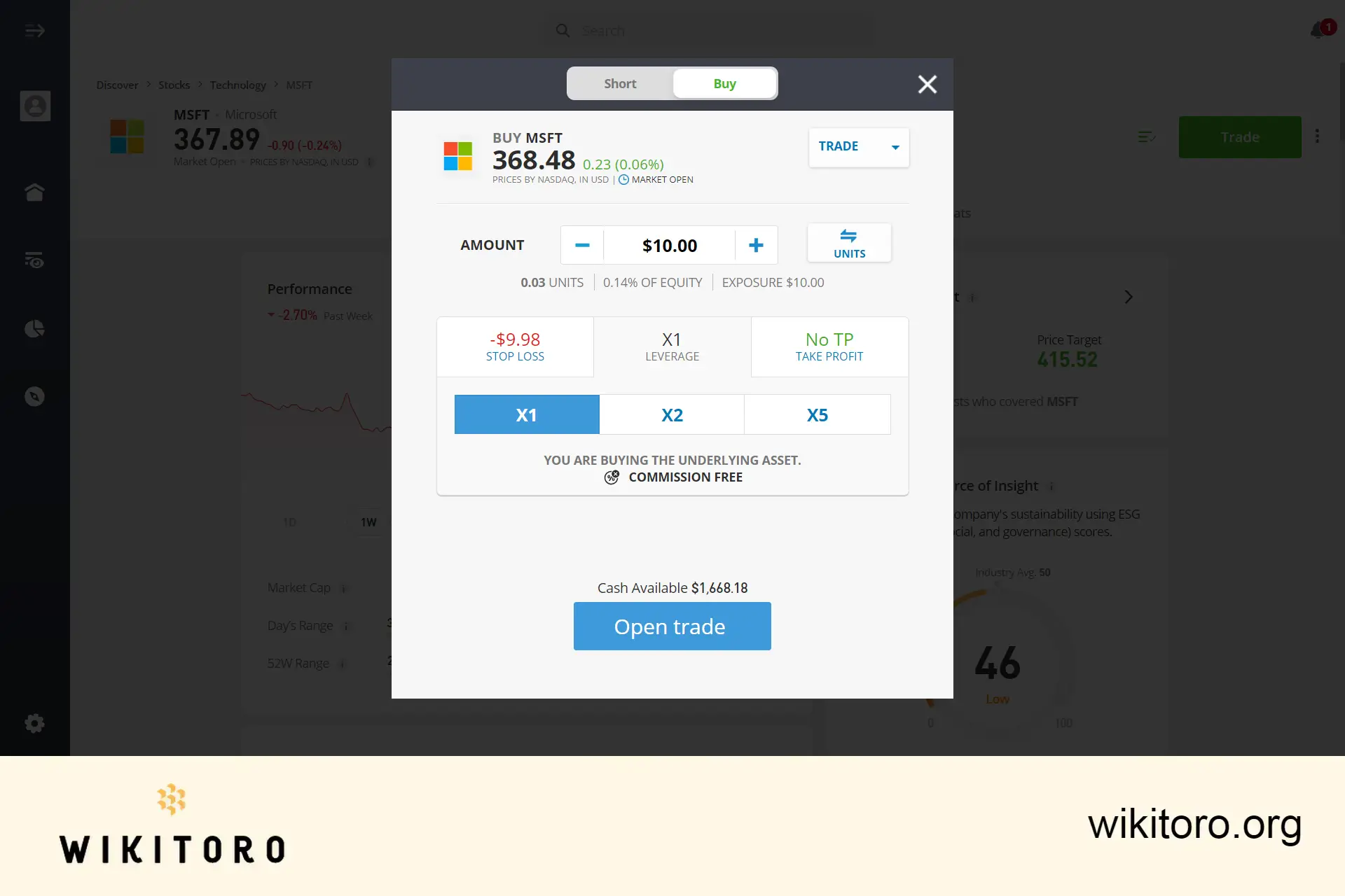 Buying Microsoft stock on eToro