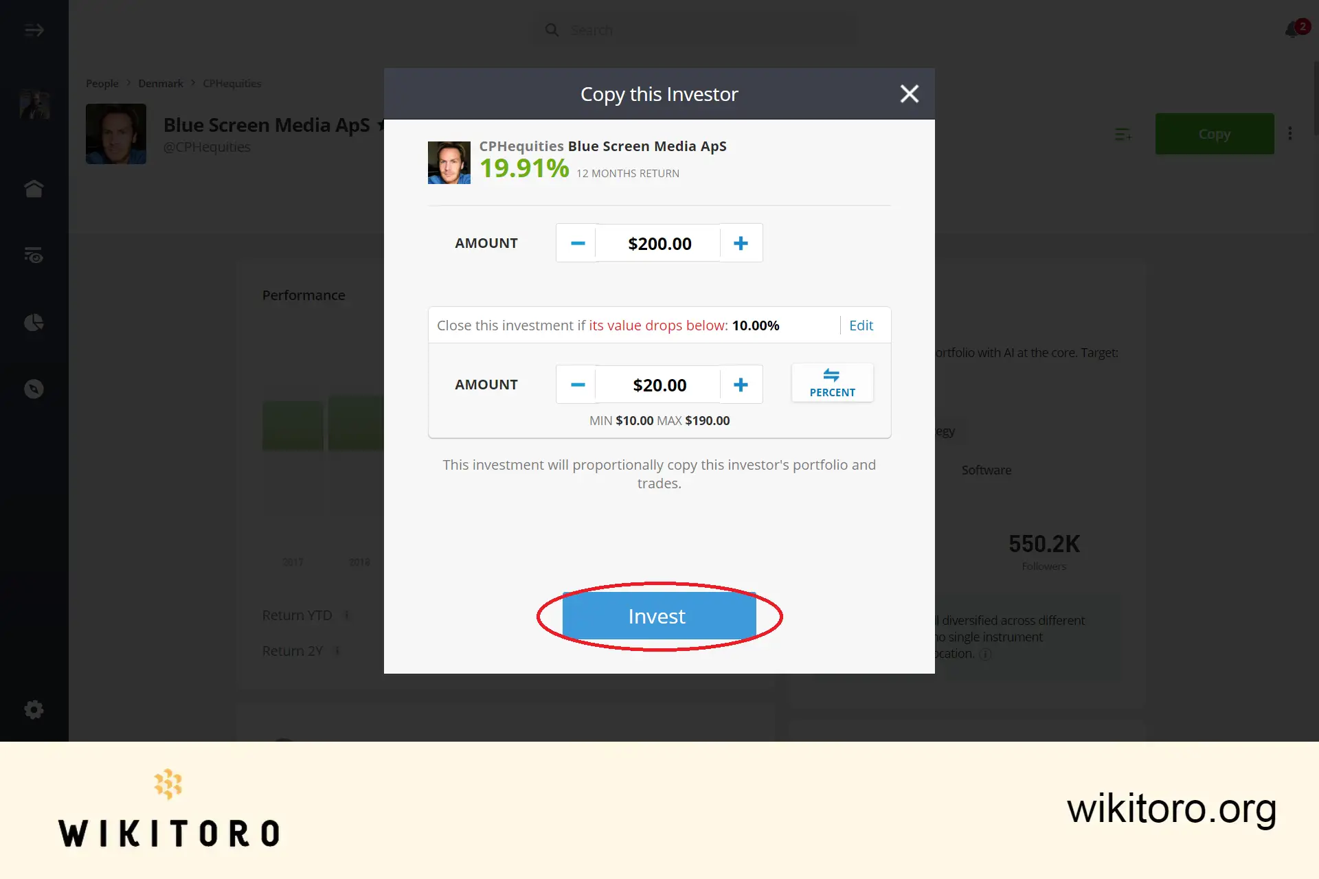 Executing eToro copy trade