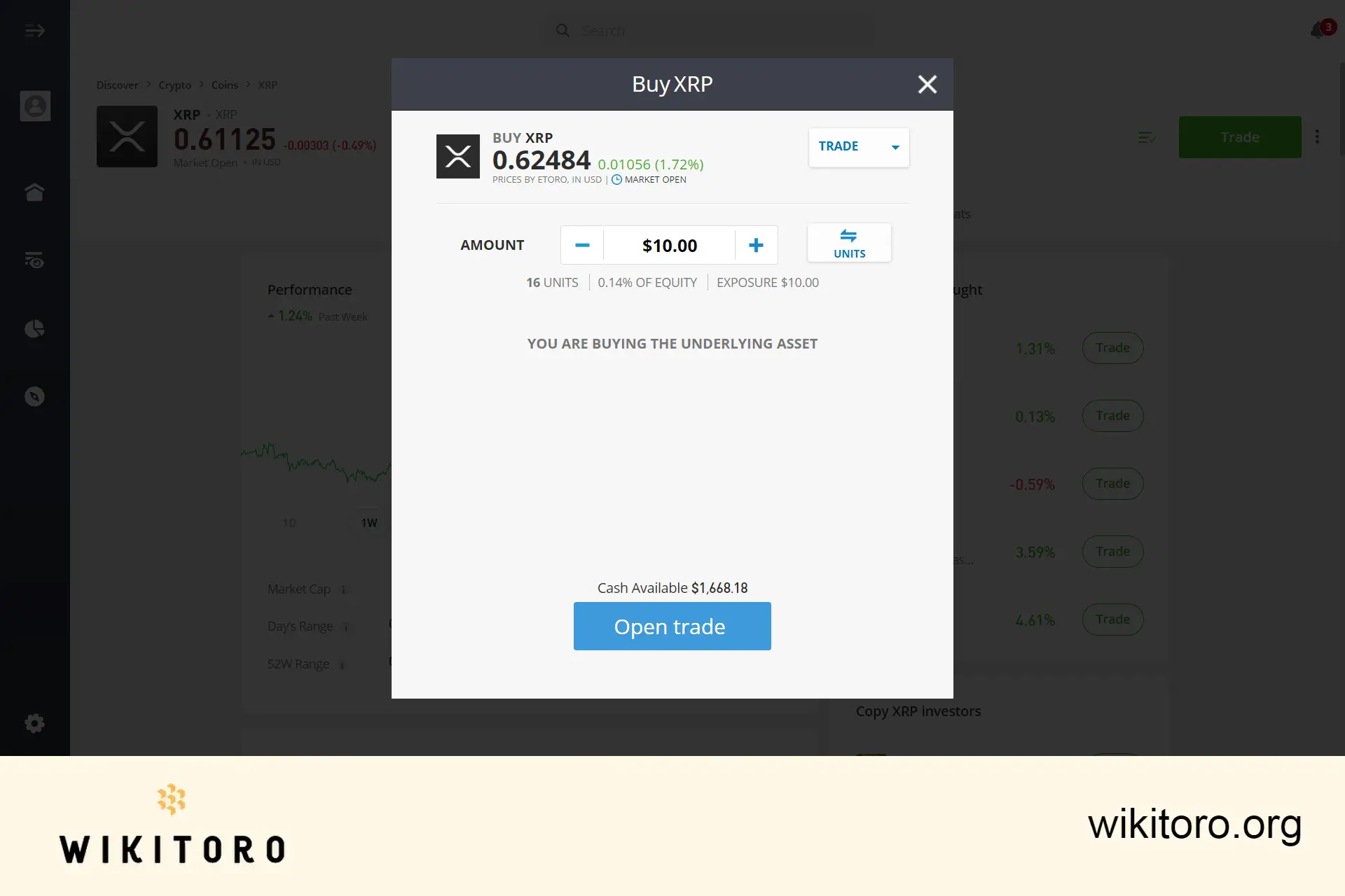 Buying Ripple on eToro