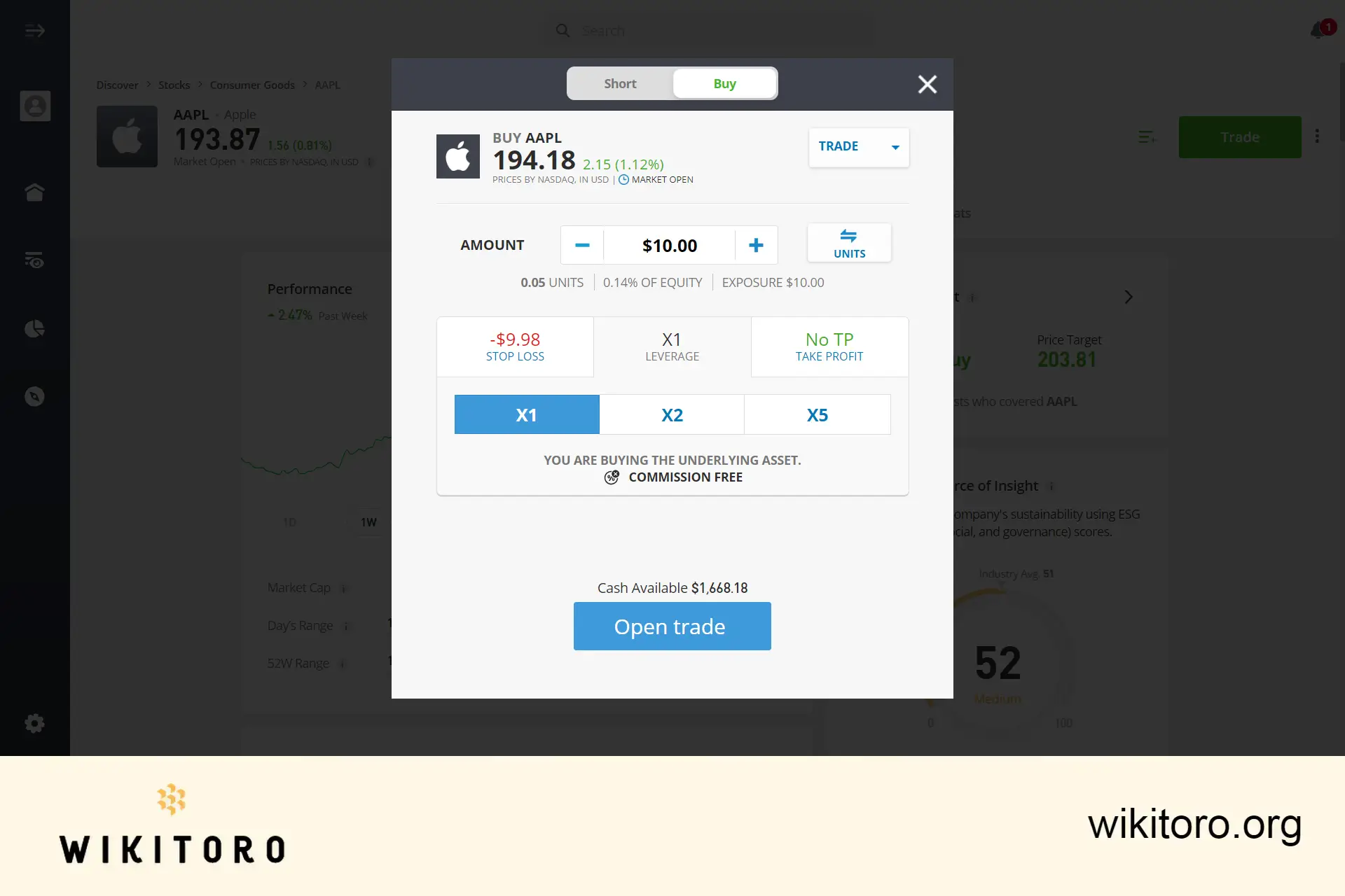 Buying Apple stock on eToro